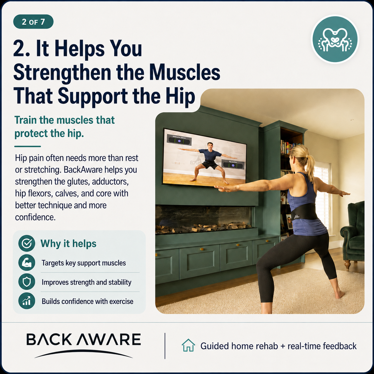 It strengthens the muscles that support the hip